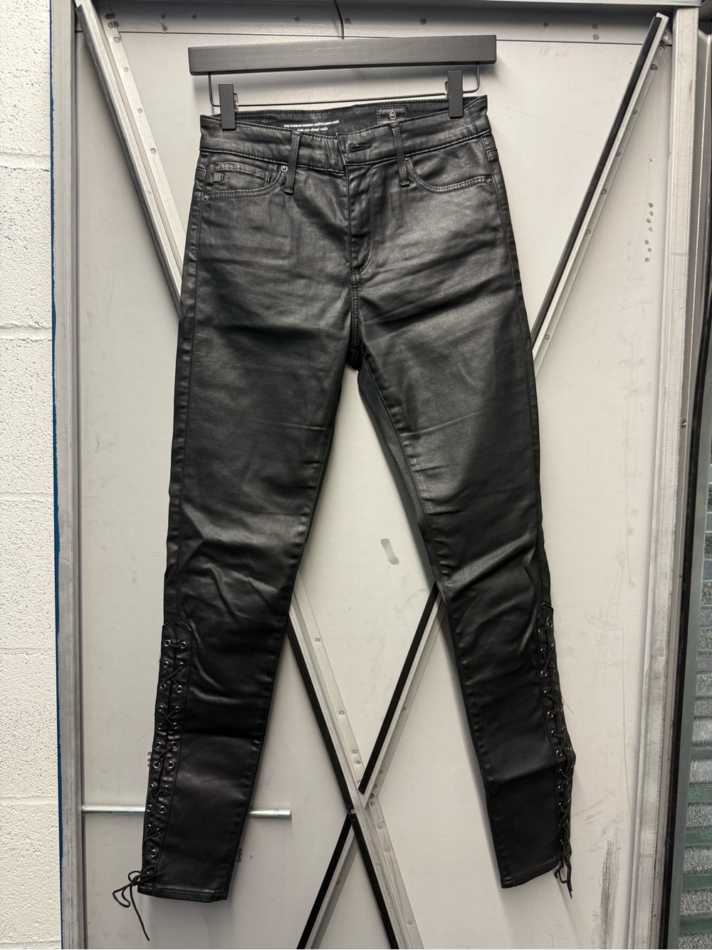 AG Adriano Goldschmied Black Lace-Up Skinny Jeans